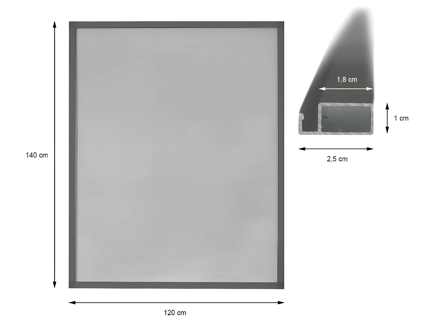 Moustiquaire pour fenêtre 120x140 cm cadre aluminium gris ECD Germany