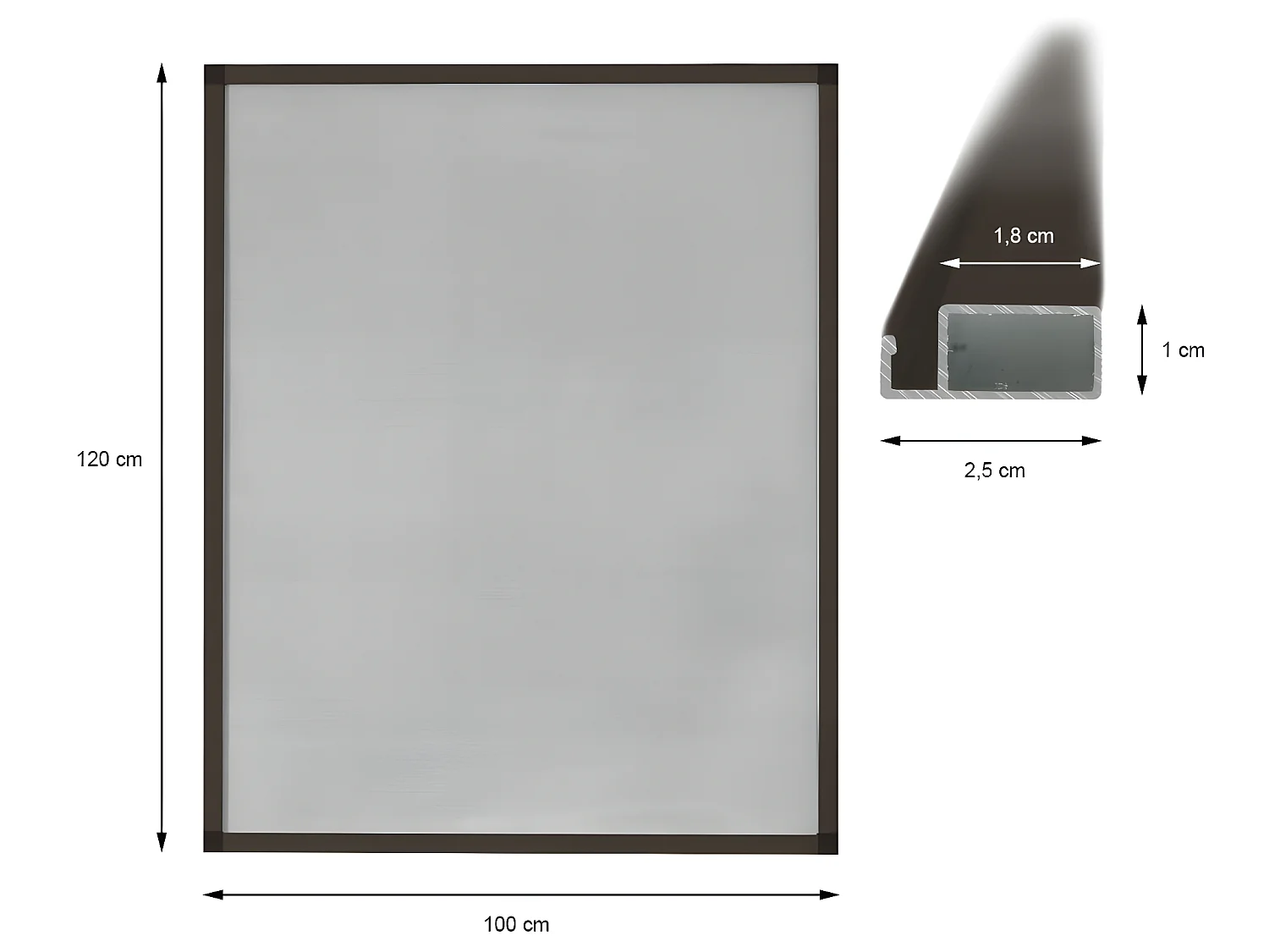 Moustiquaire fenêtre 100 x 120 cm cadre marron en aluminium ECD Germany