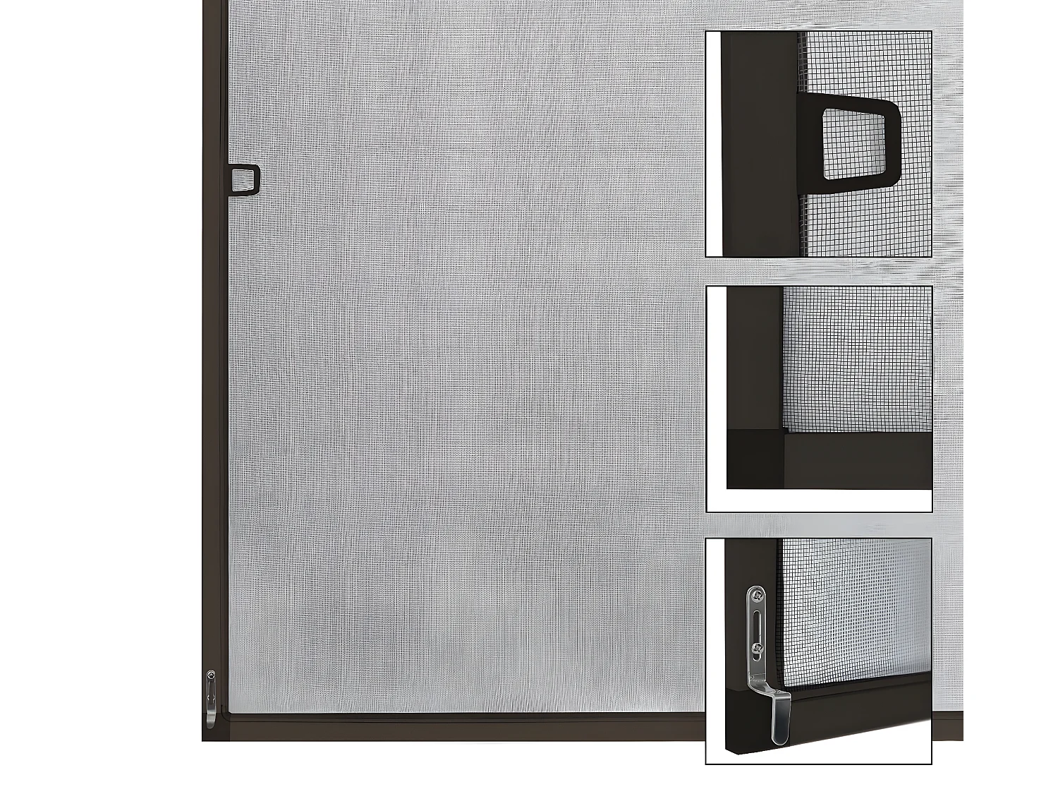Moustiquaire fenêtre 100 x 120 cm cadre marron en aluminium ECD Germany