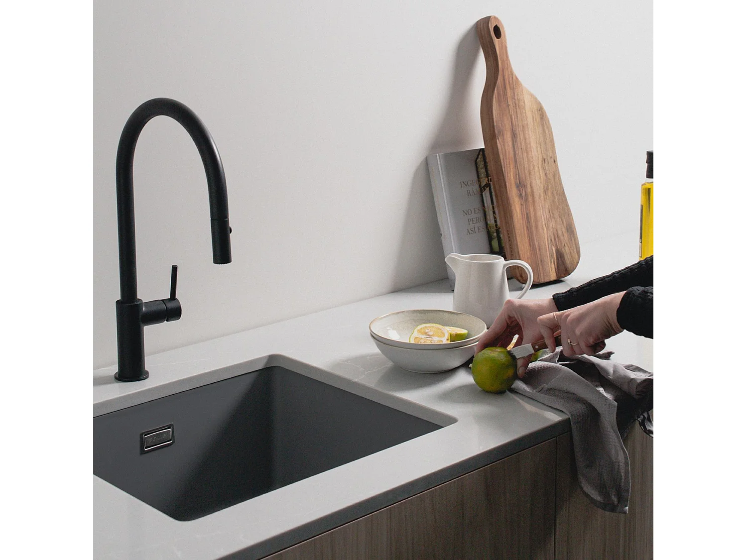 Cuve sous plan POALGI, ZIE 186, Granit, Gris Ash, 55 cm, 1 bac