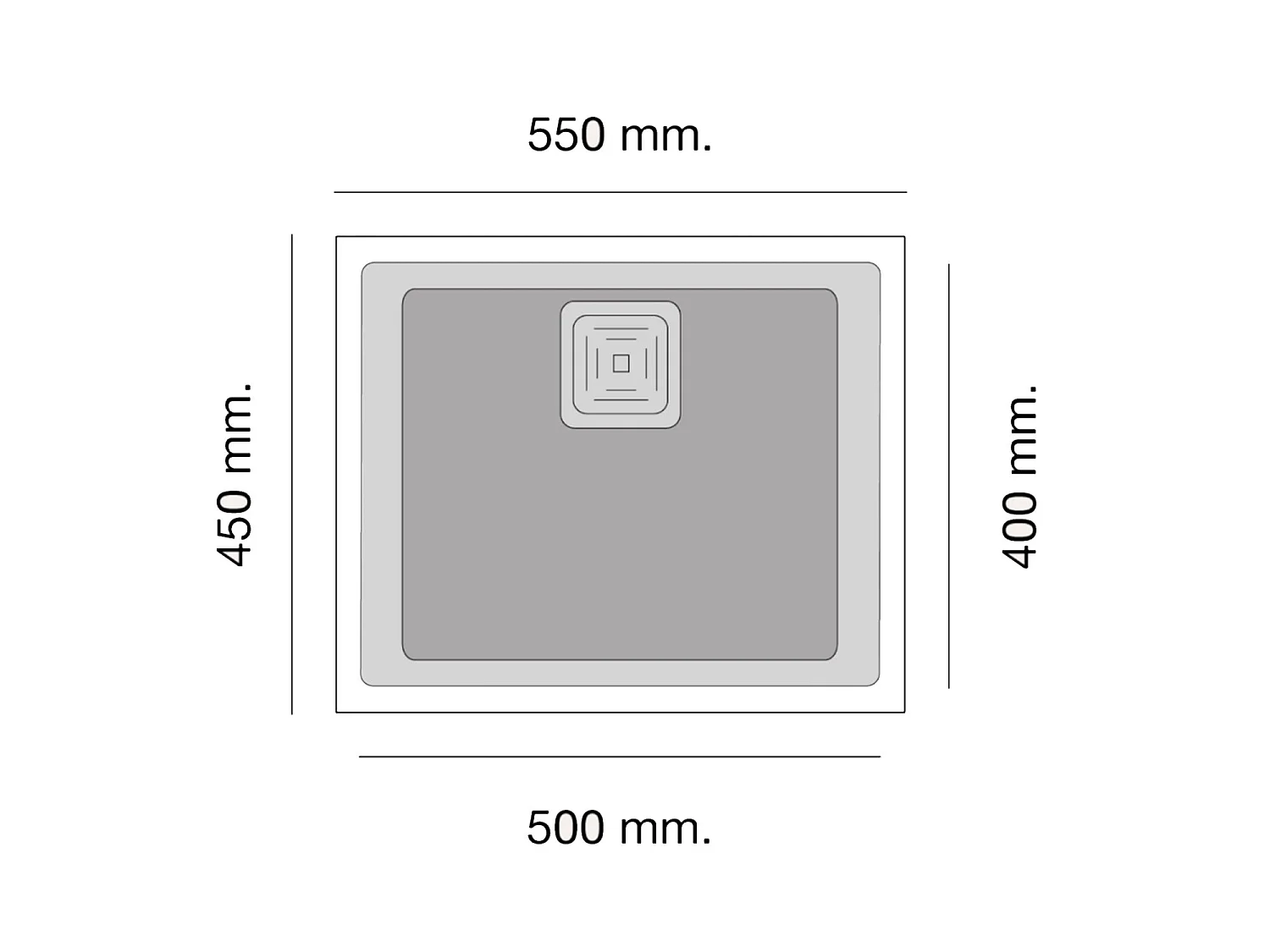 Cuve sous plan POALGI, ZIE 186, Granit, Gris Ash, 55 cm, 1 bac