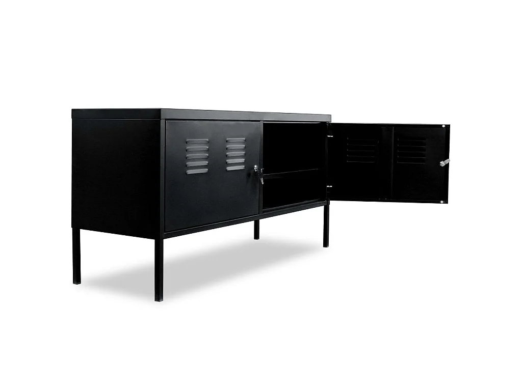 Meuble télé buffet tv télévision design pratique 118 cm Noir 2502248