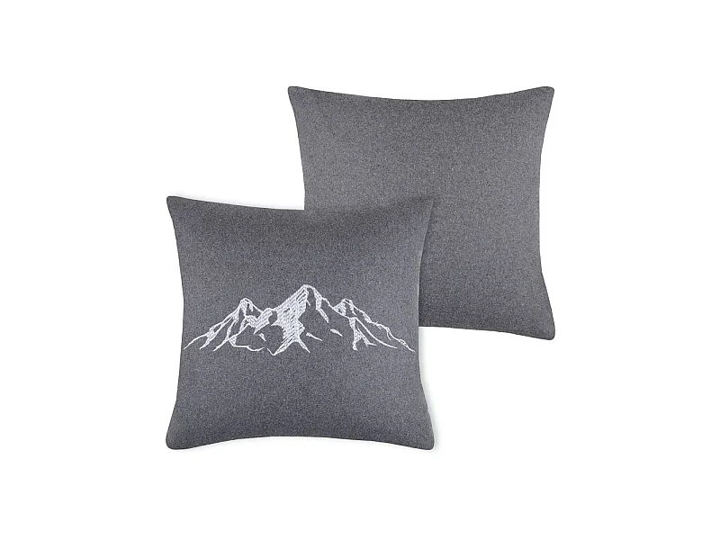 Coussin 45 x 45 cm gris imprimé montagne Charvin