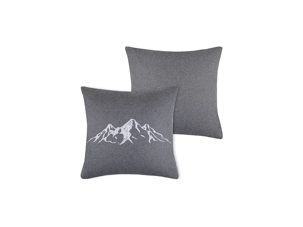 Coussin 45 x 45 cm gris imprimé montagne Charvin