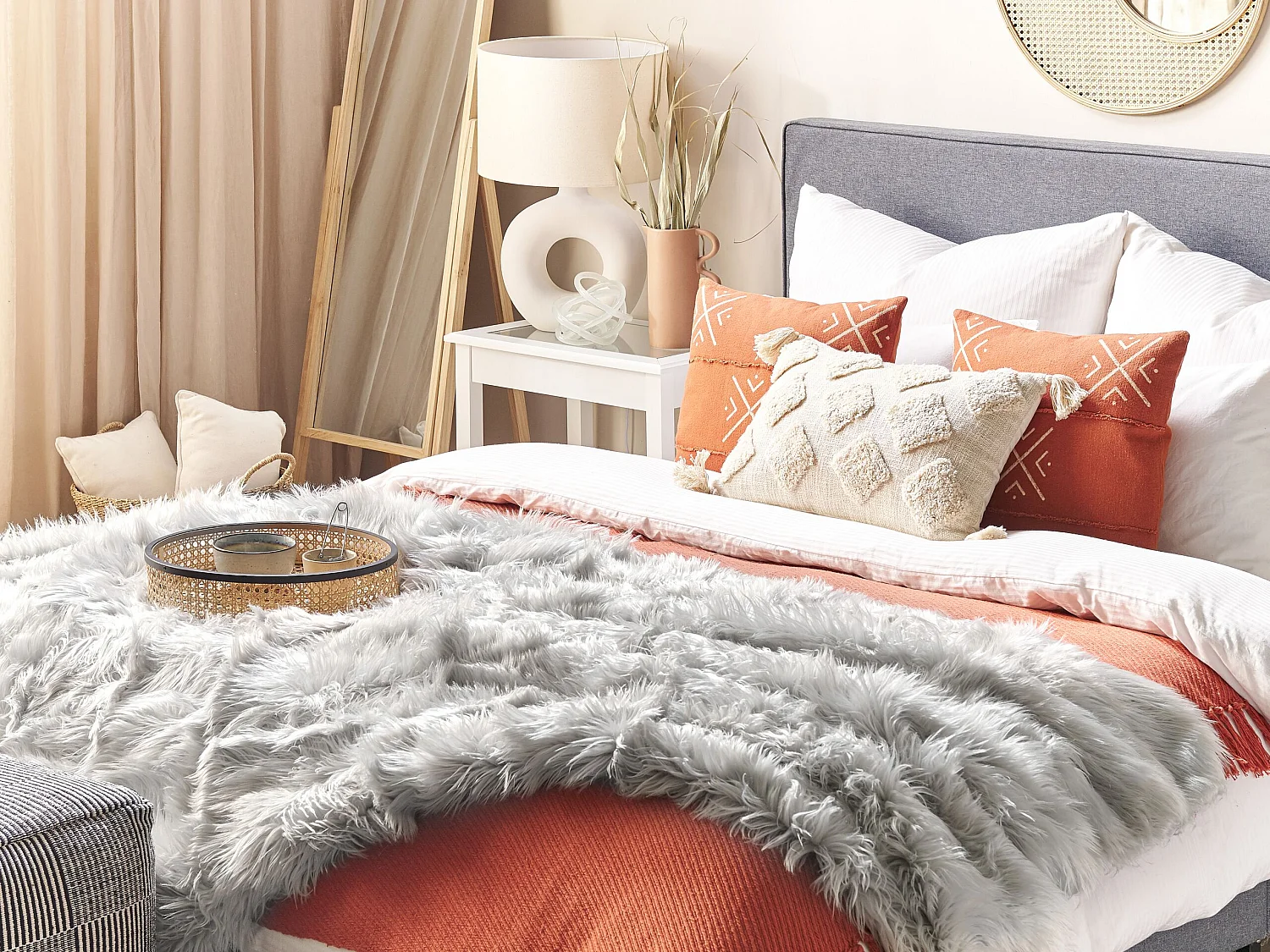 Couvre-lits DELICE Tissu 150 x 200 cm Gris clair