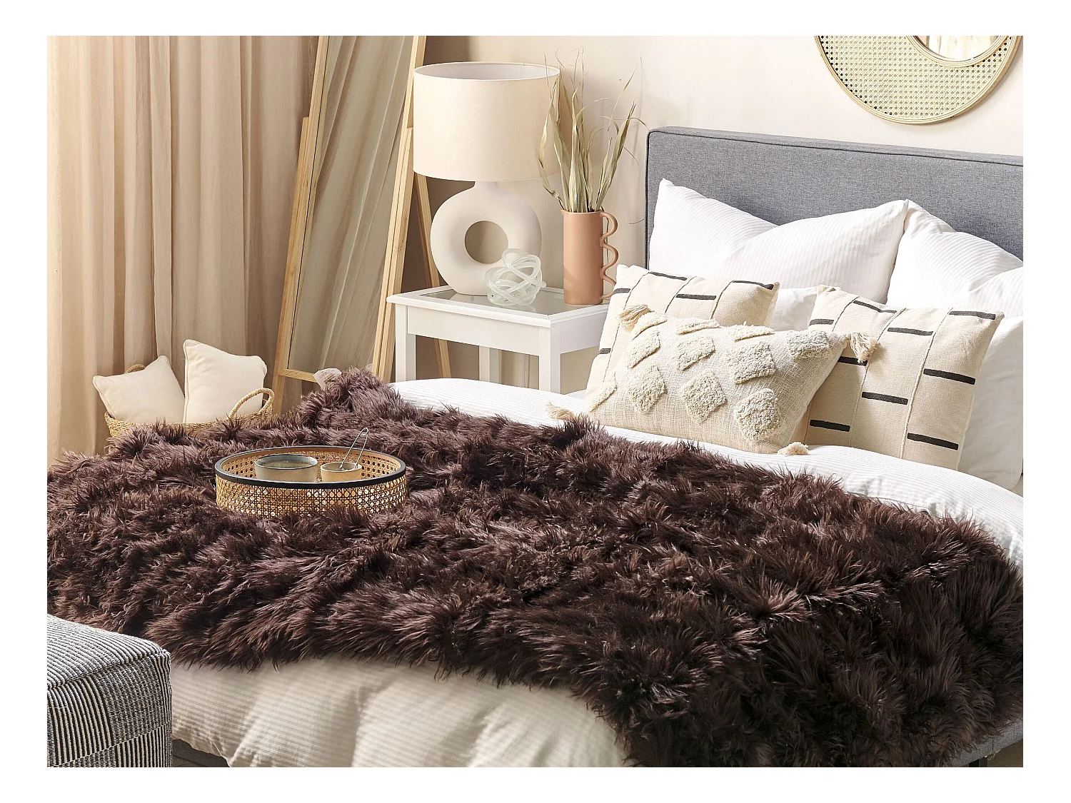 Couvre-lits DELICE Tissu 150 x 200 cm Marron