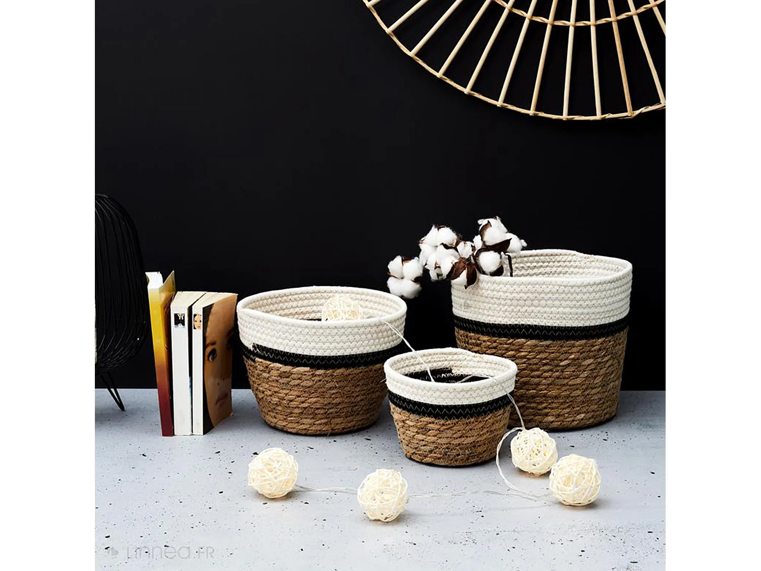 Lot de 3 paniers de rangement 24x21 cm BRAID