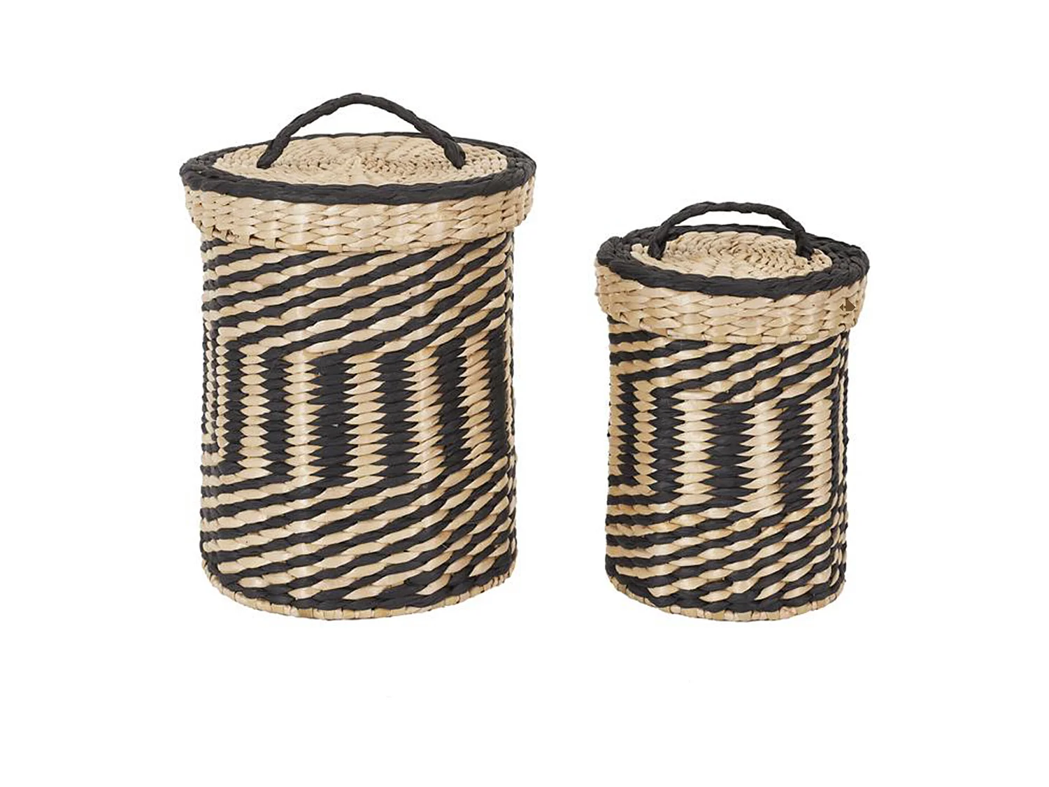 Lot de 2 paniers de rangement tressés avec couvercle