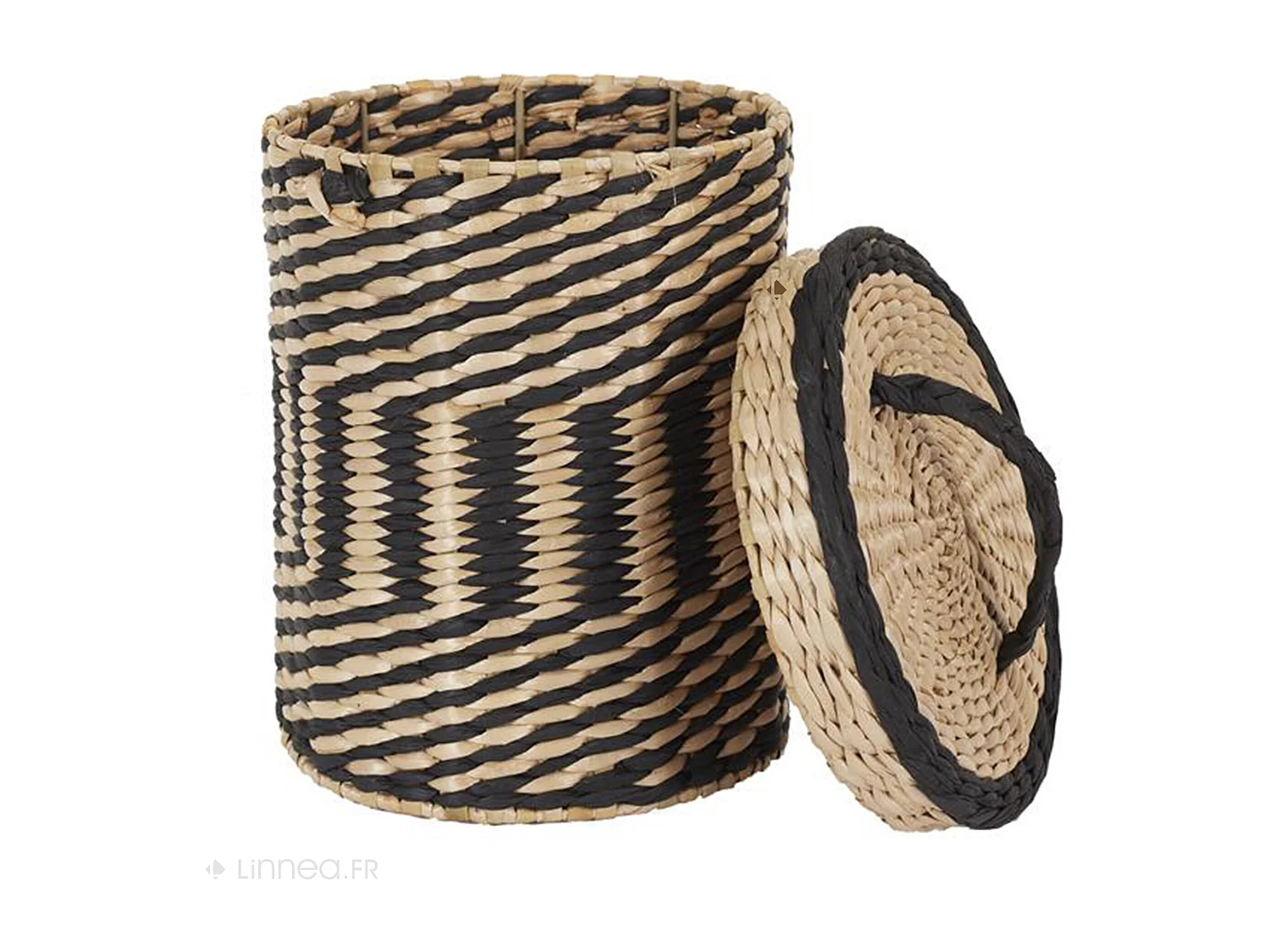 Lot de 2 paniers de rangement tressés avec couvercle