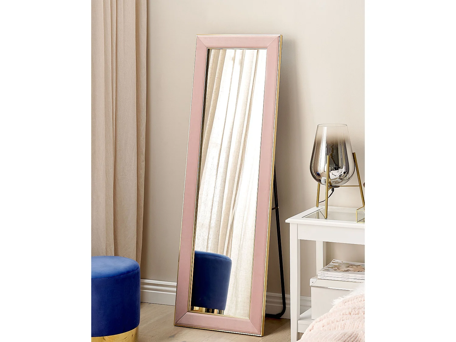 Miroir sur pied LAUTREC 150 cm Velours Rose