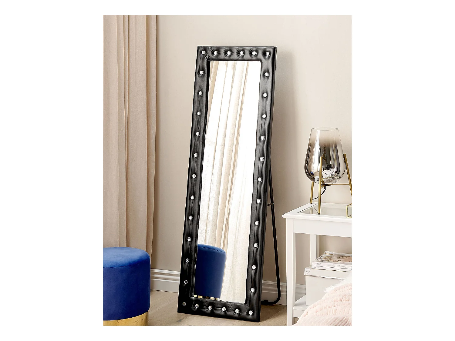 Stehspiegel aus Kunstleder schwarz 50 x 150 cm glamour Ansouis