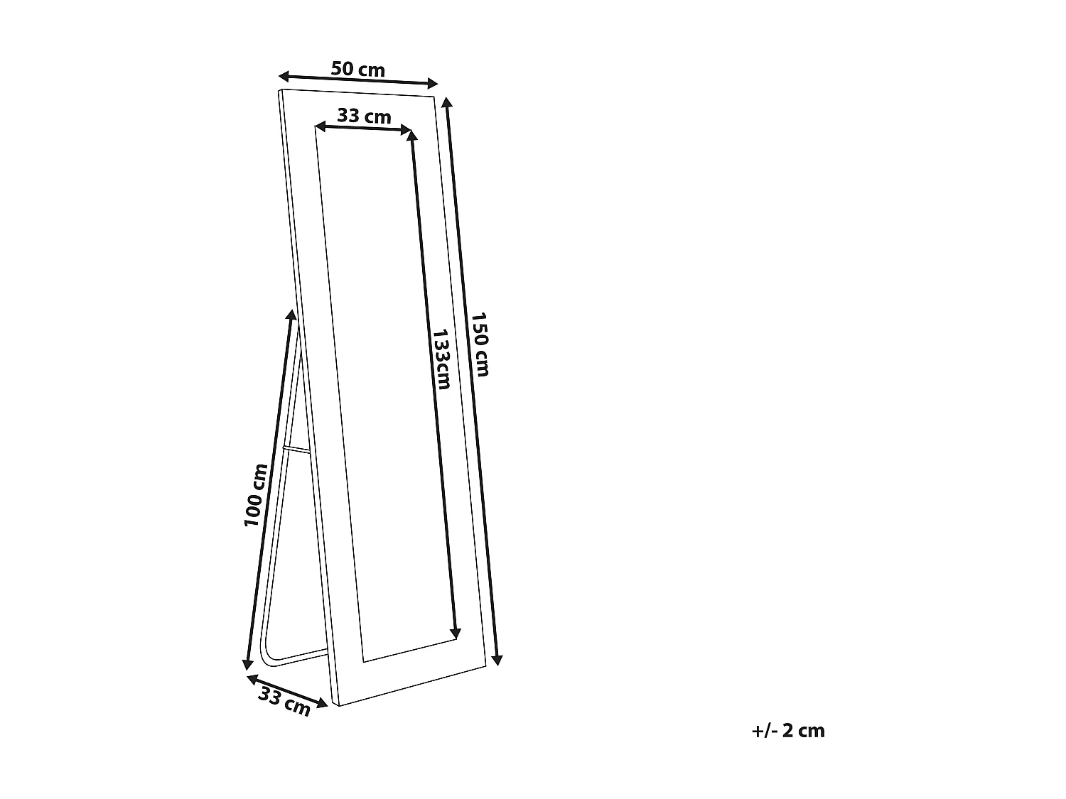 Lustro stojące ANSOUIS 150 cm Ekoskóra Czarny