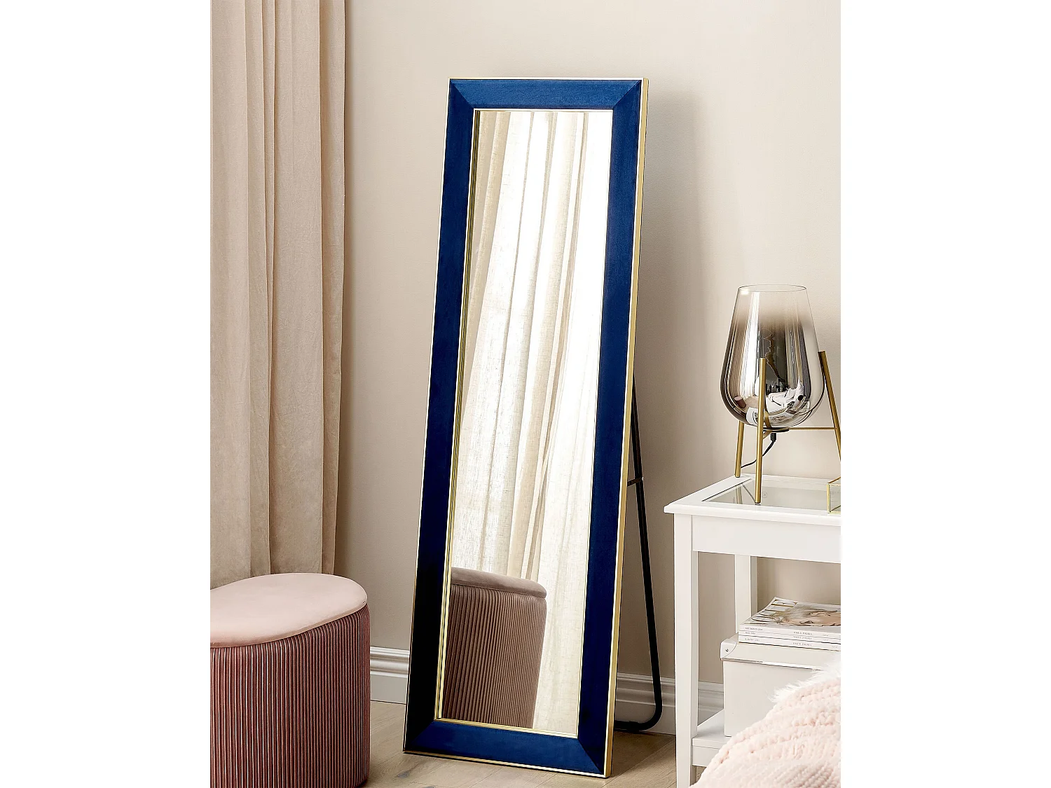 Miroir sur pied LAUTREC 150 cm Velours Bleu marine