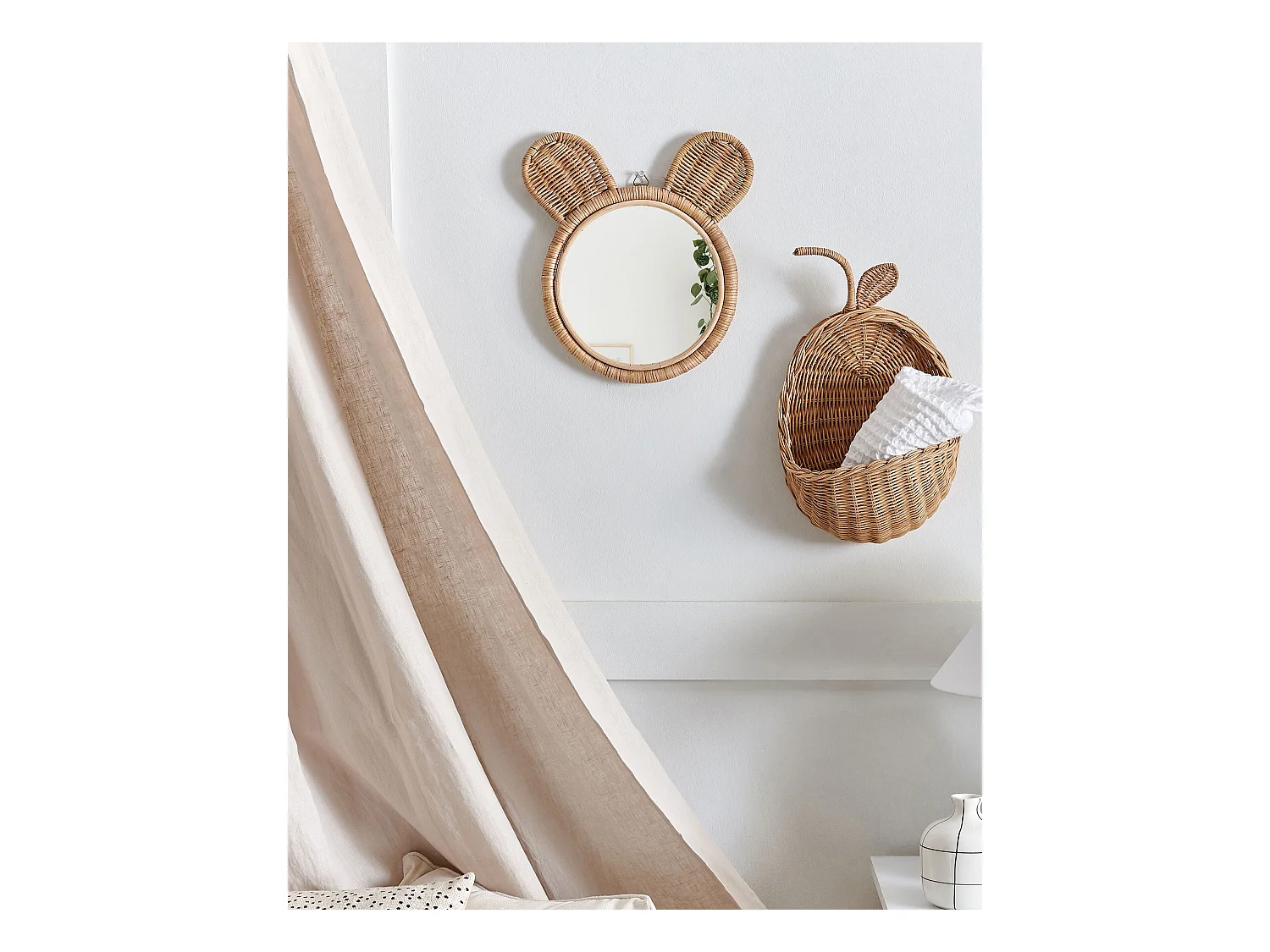 Miroir ASHANTI 30 cm 33 cm Rotin Naturel