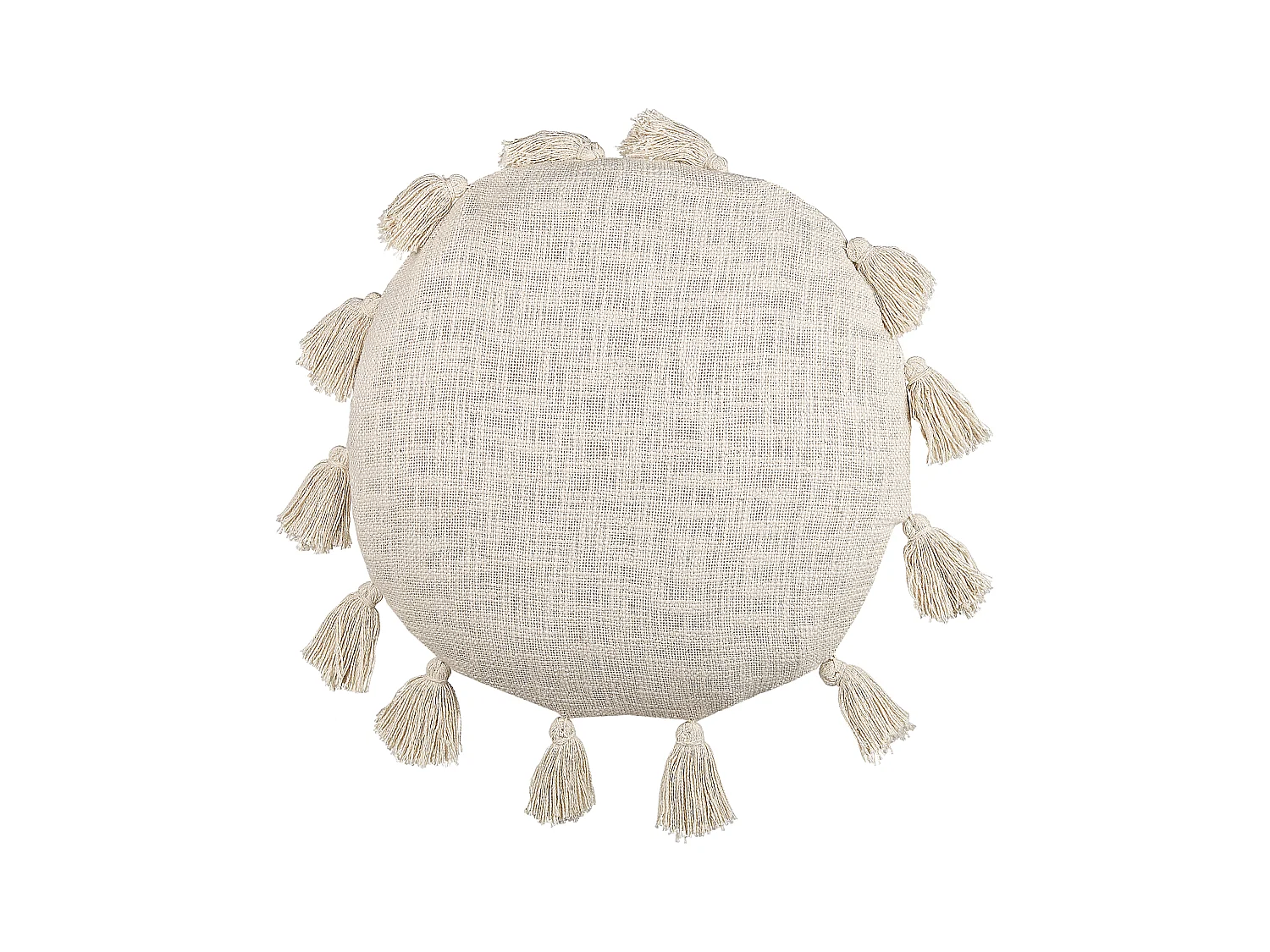 Dekokissen 2er Set mit Füllung Quasten Baumwolle beige rund 45 cm Boho Madia