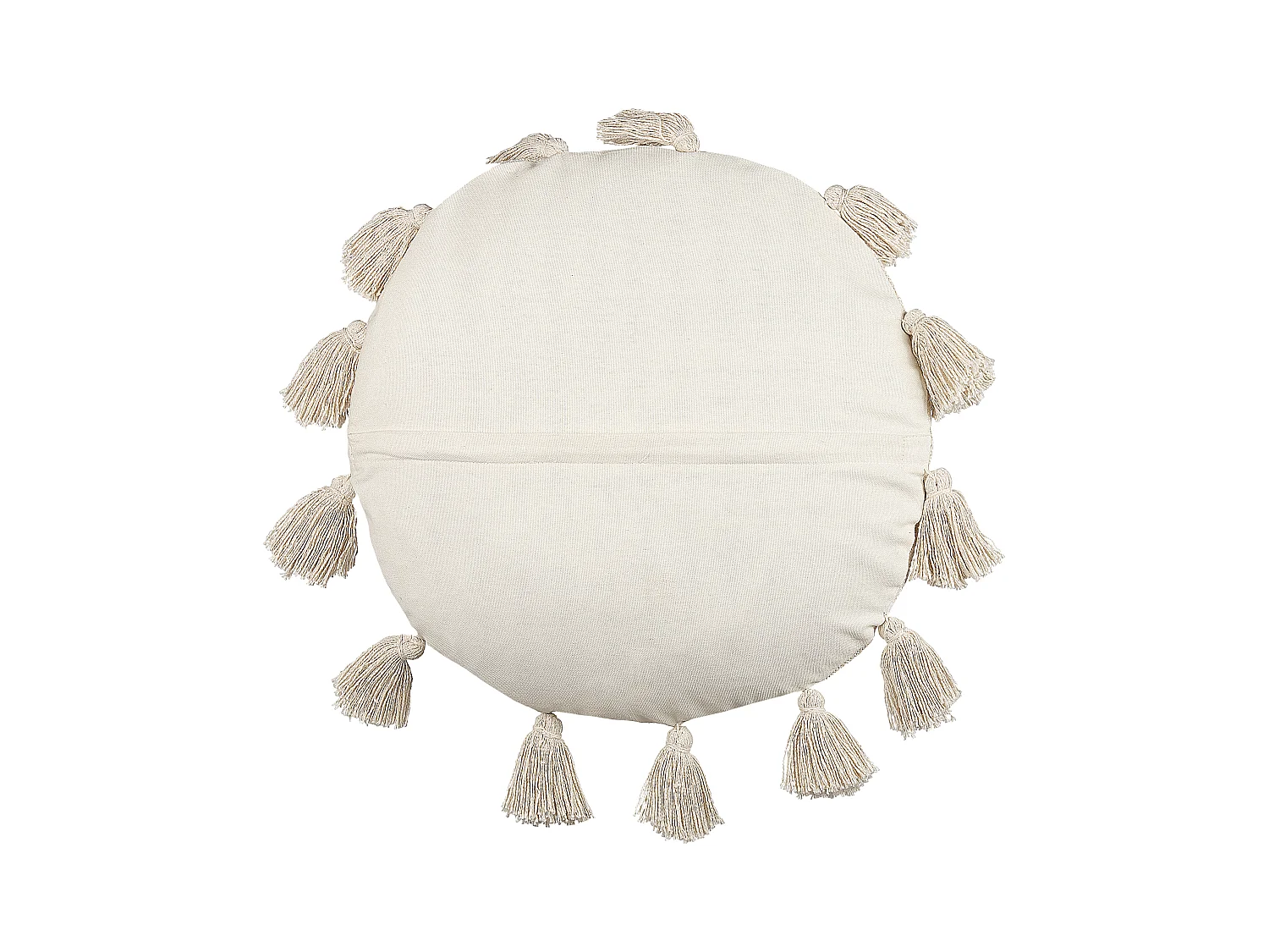 Dekokissen 2er Set mit Füllung Quasten Baumwolle beige rund 45 cm Boho Madia