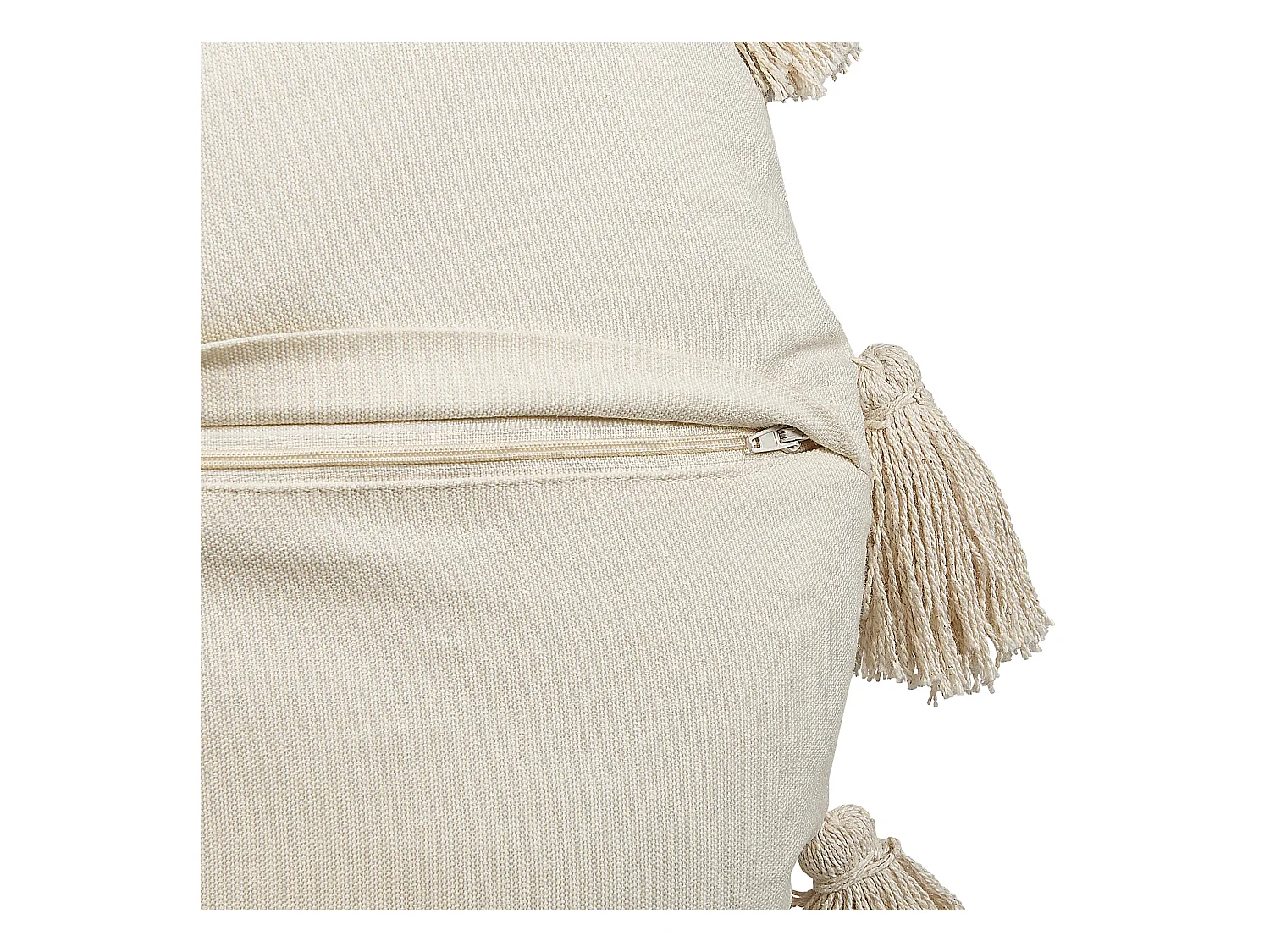 Dekokissen 2er Set mit Füllung Quasten Baumwolle beige rund 45 cm Boho Madia