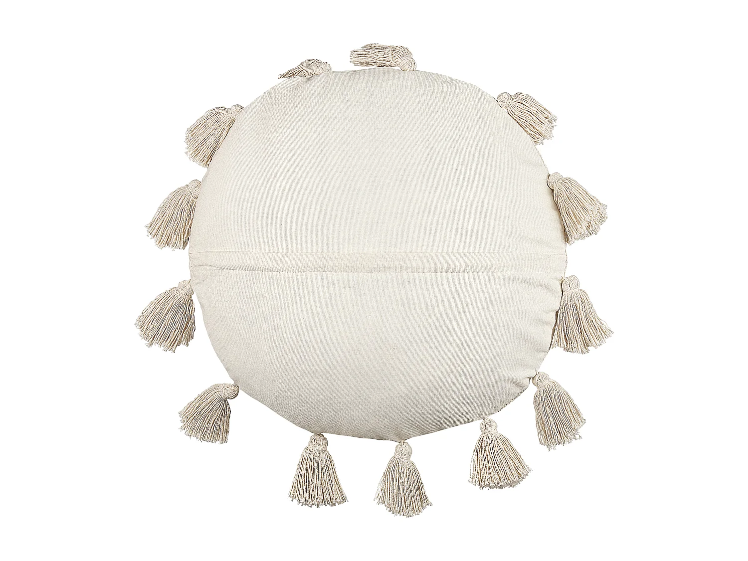 Dekokissen 2er Set mit Füllung Quasten Baumwolle beige rund 45 cm Boho Madia