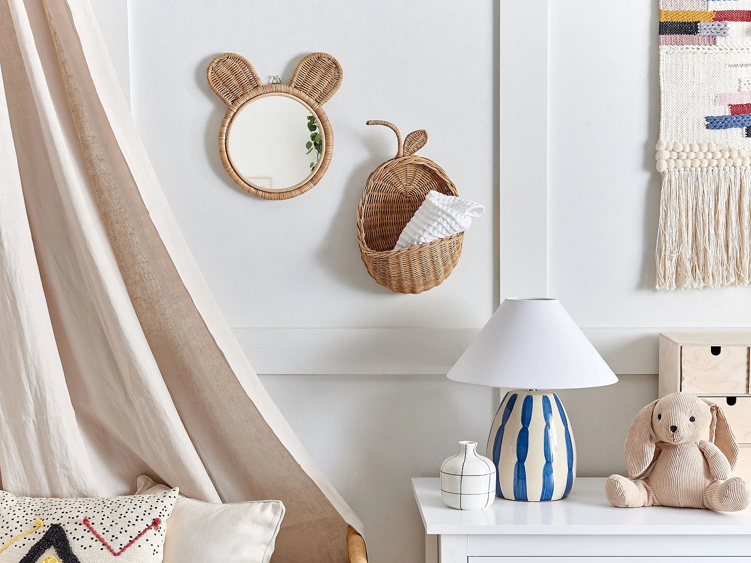 Decorazione da parete mela MAKONDE Rattan 40 cm Naturale