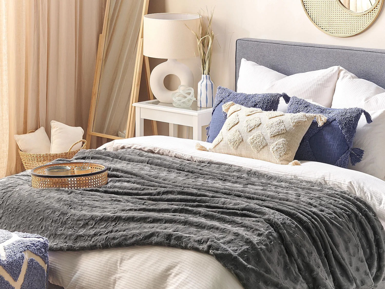 Couvre-lits KANDILLI 150 x 200 cm Gris