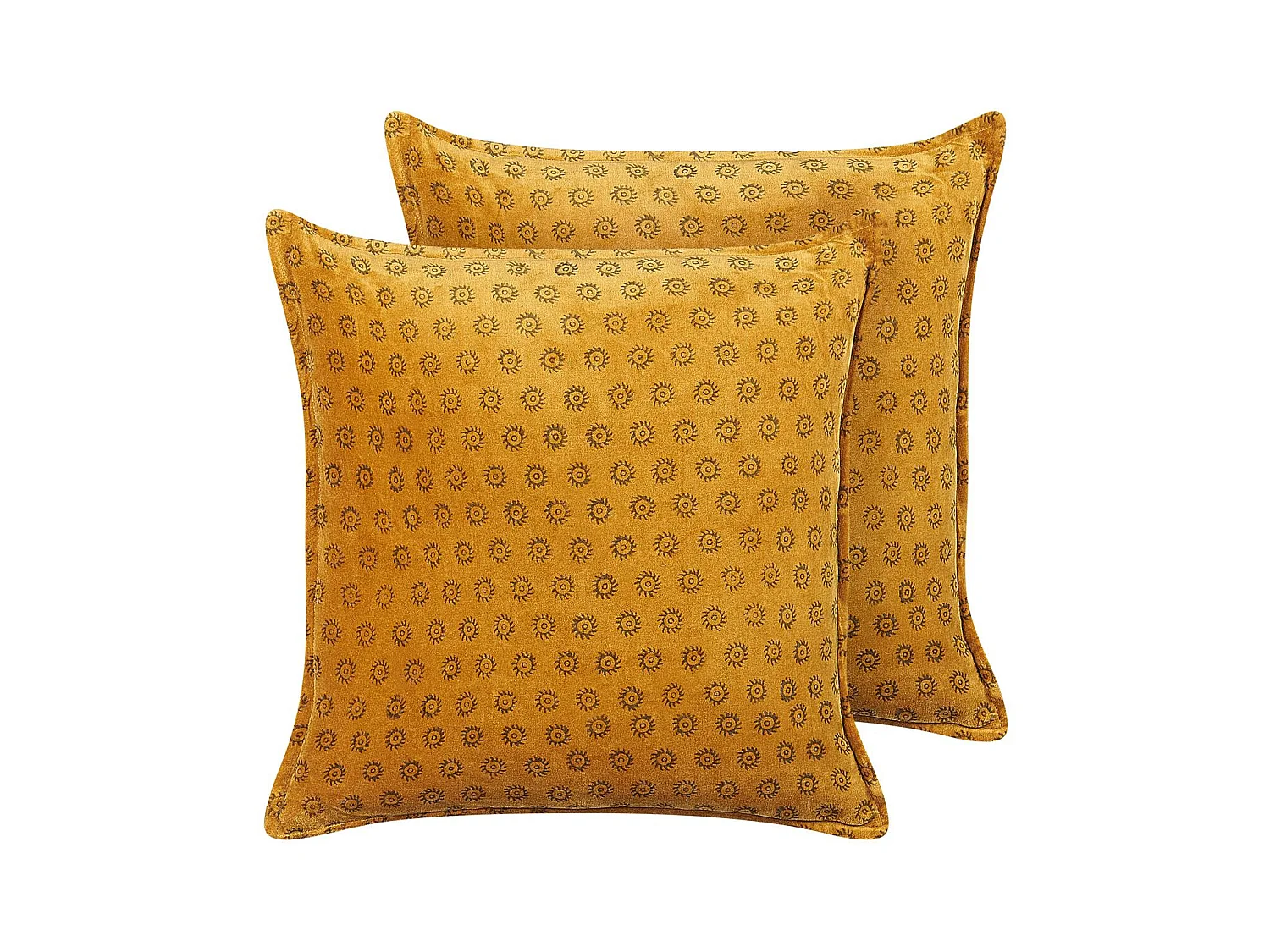 Conjunto de 2 almofadas decorativas RAPIS Veludo 45 x 45 cm Amarelo Padrão geométrico