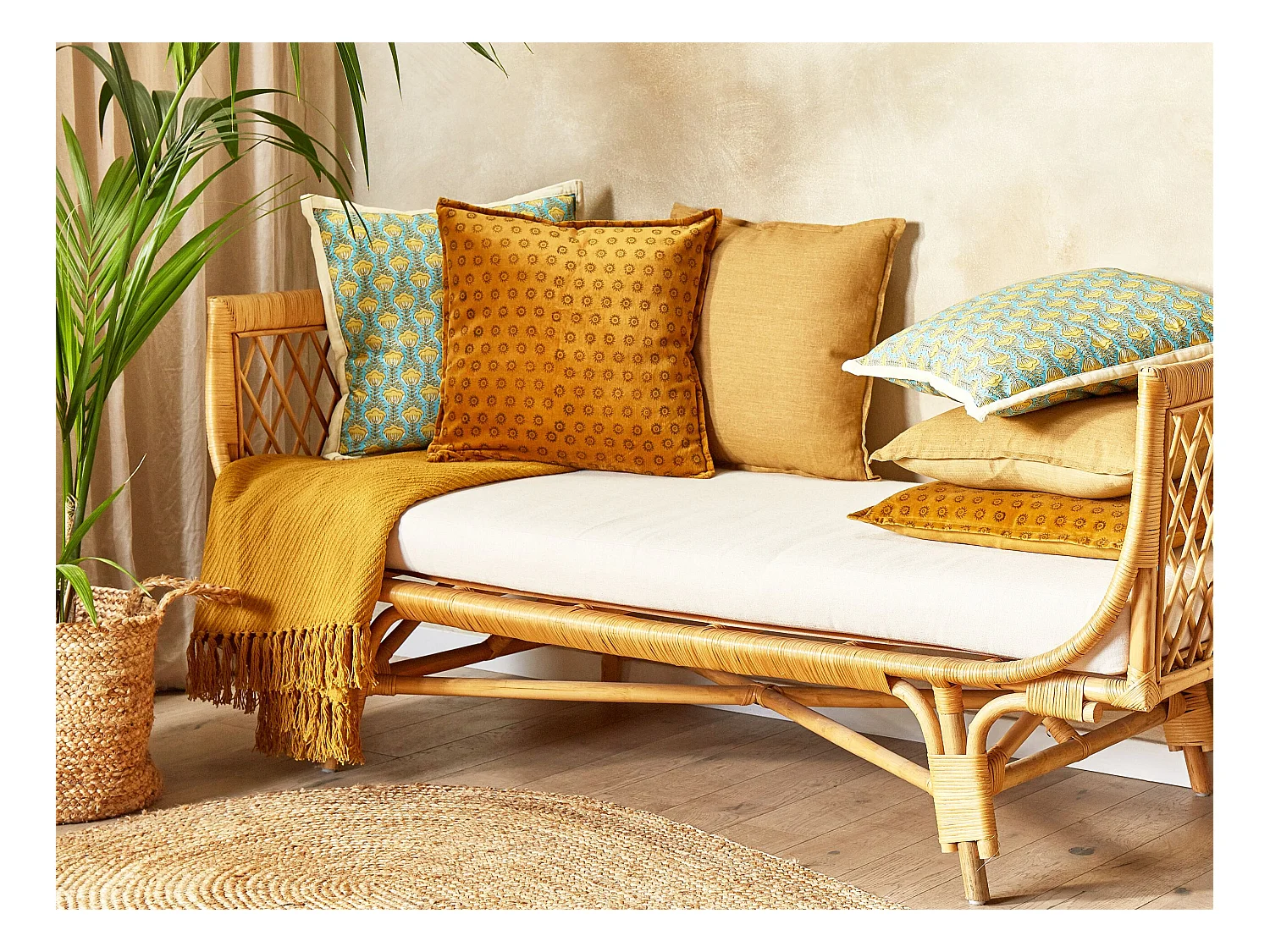 Conjunto de 2 almofadas decorativas RAPIS Veludo 45 x 45 cm Amarelo Padrão geométrico