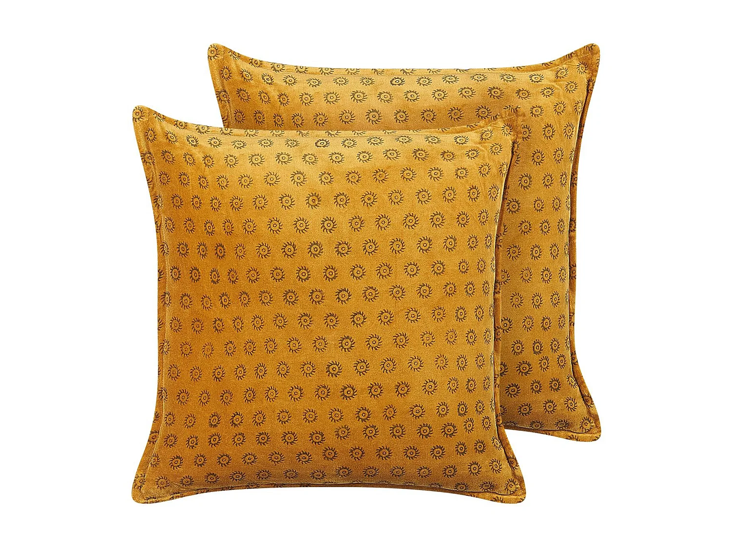 Lot de 2 coussins décoratifs RAPIS Velours 45 x 45 cm Jaune Motif géométrique