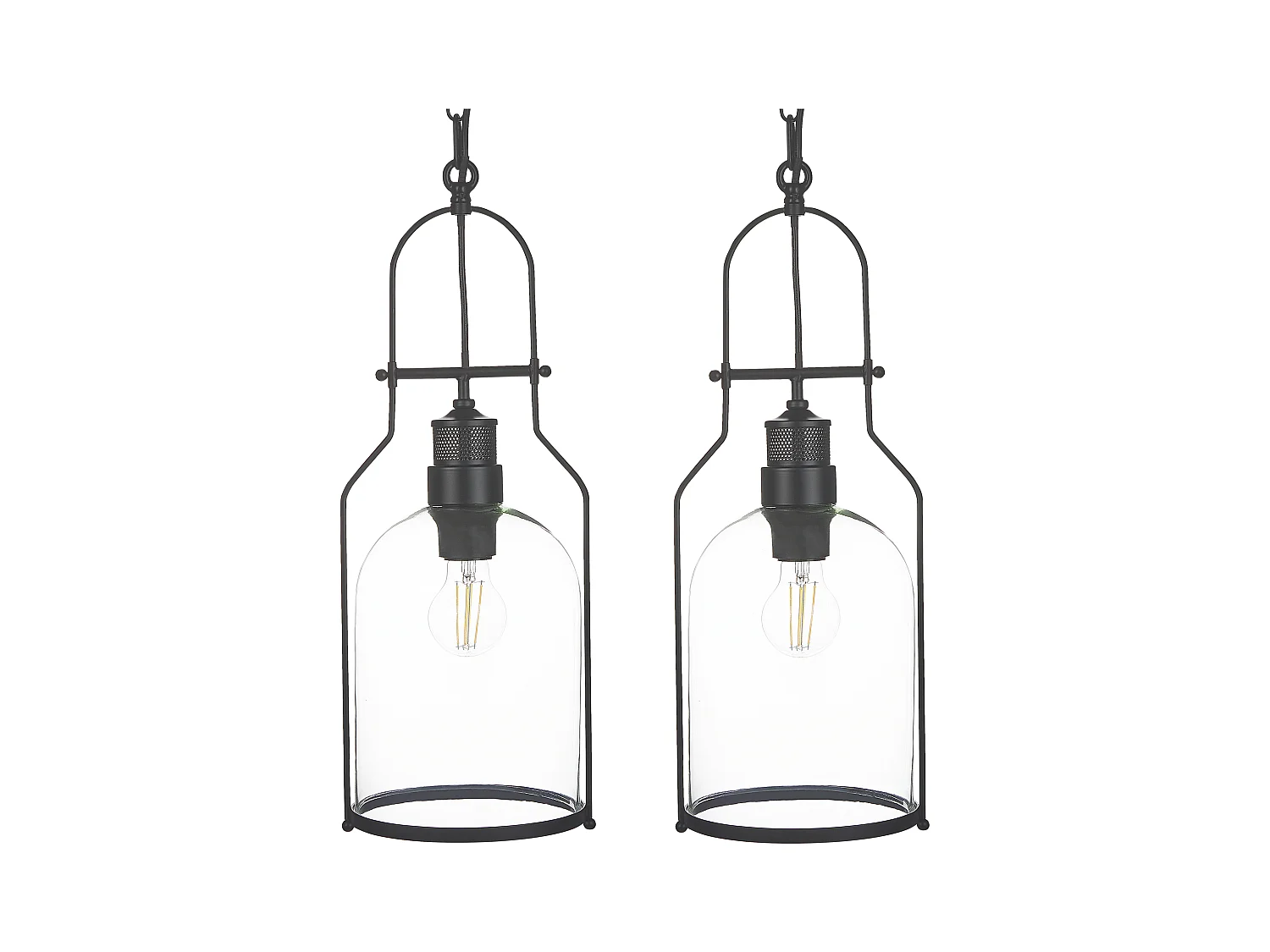 Lot de 2 lampes suspendues BASHILO Métal Noir