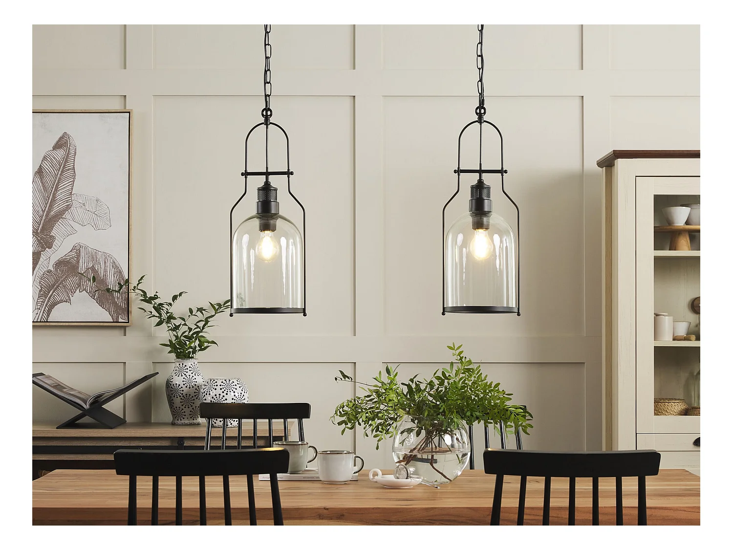 Lot de 2 lampes suspendues BASHILO Métal Noir