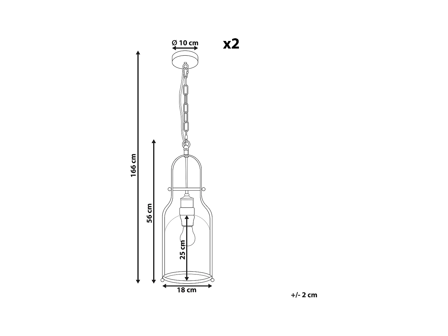 Lot de 2 lampes suspendues BASHILO Métal Noir