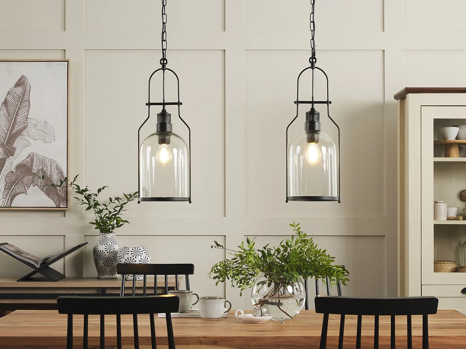 Lot de 2 lampes suspendues BASHILO Métal Noir