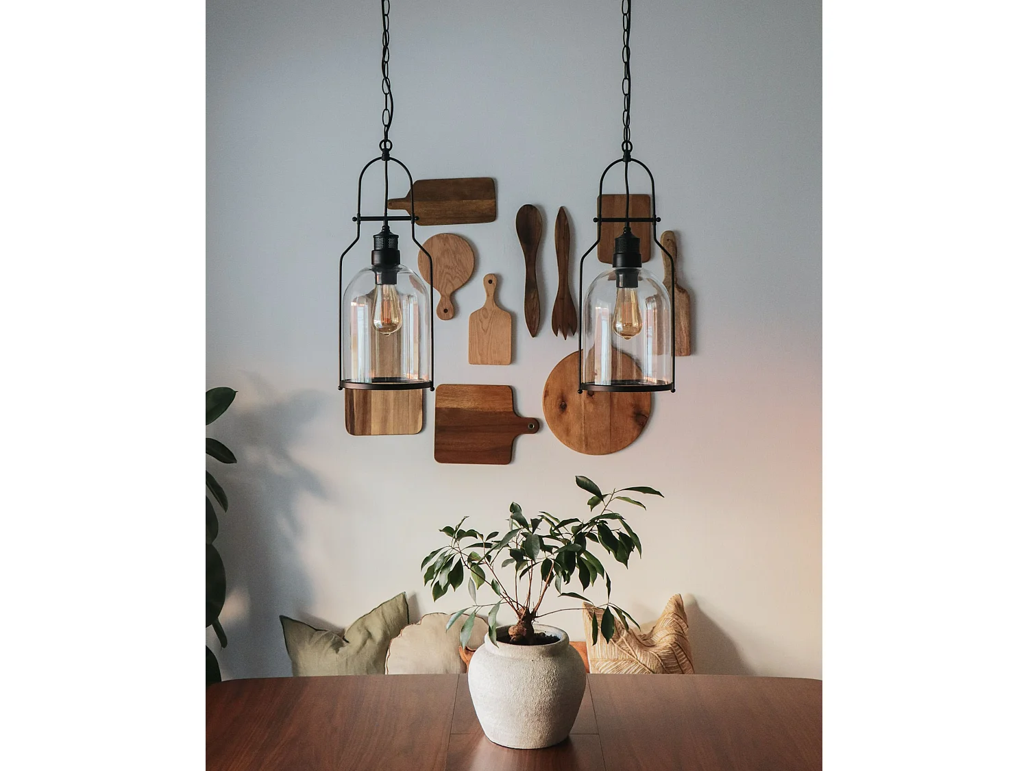 Lot de 2 lampes suspendues BASHILO Métal Noir