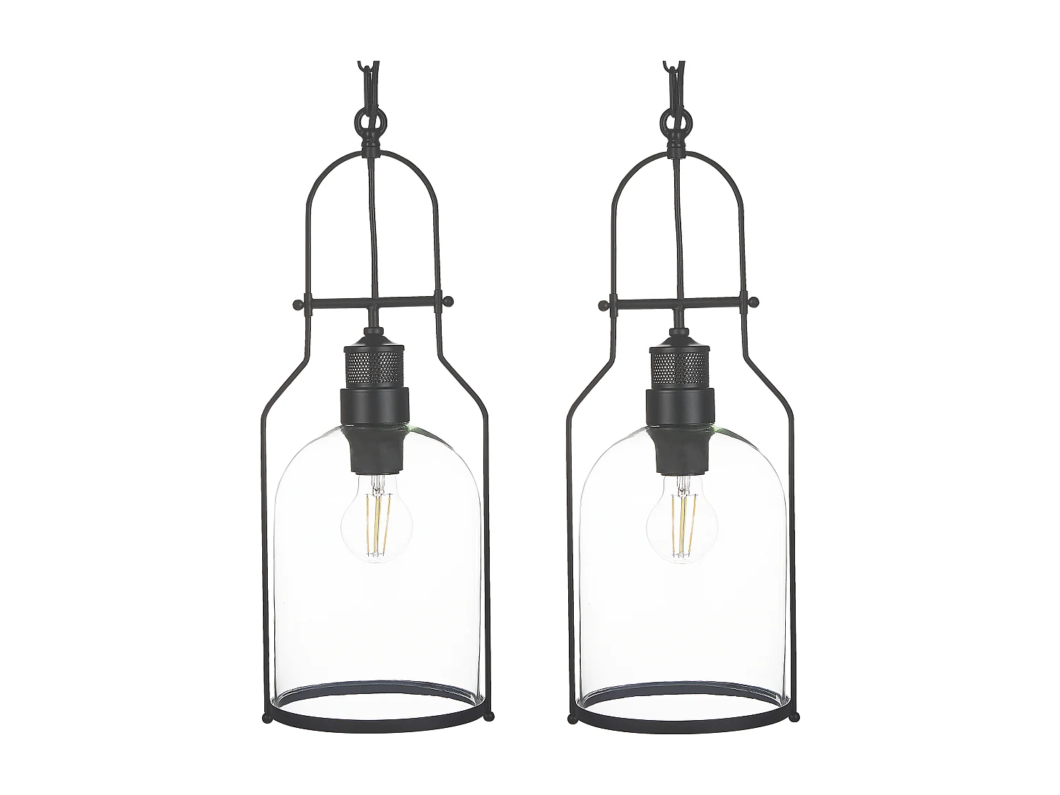 Lot de 2 lampes suspendues BASHILO Métal Noir