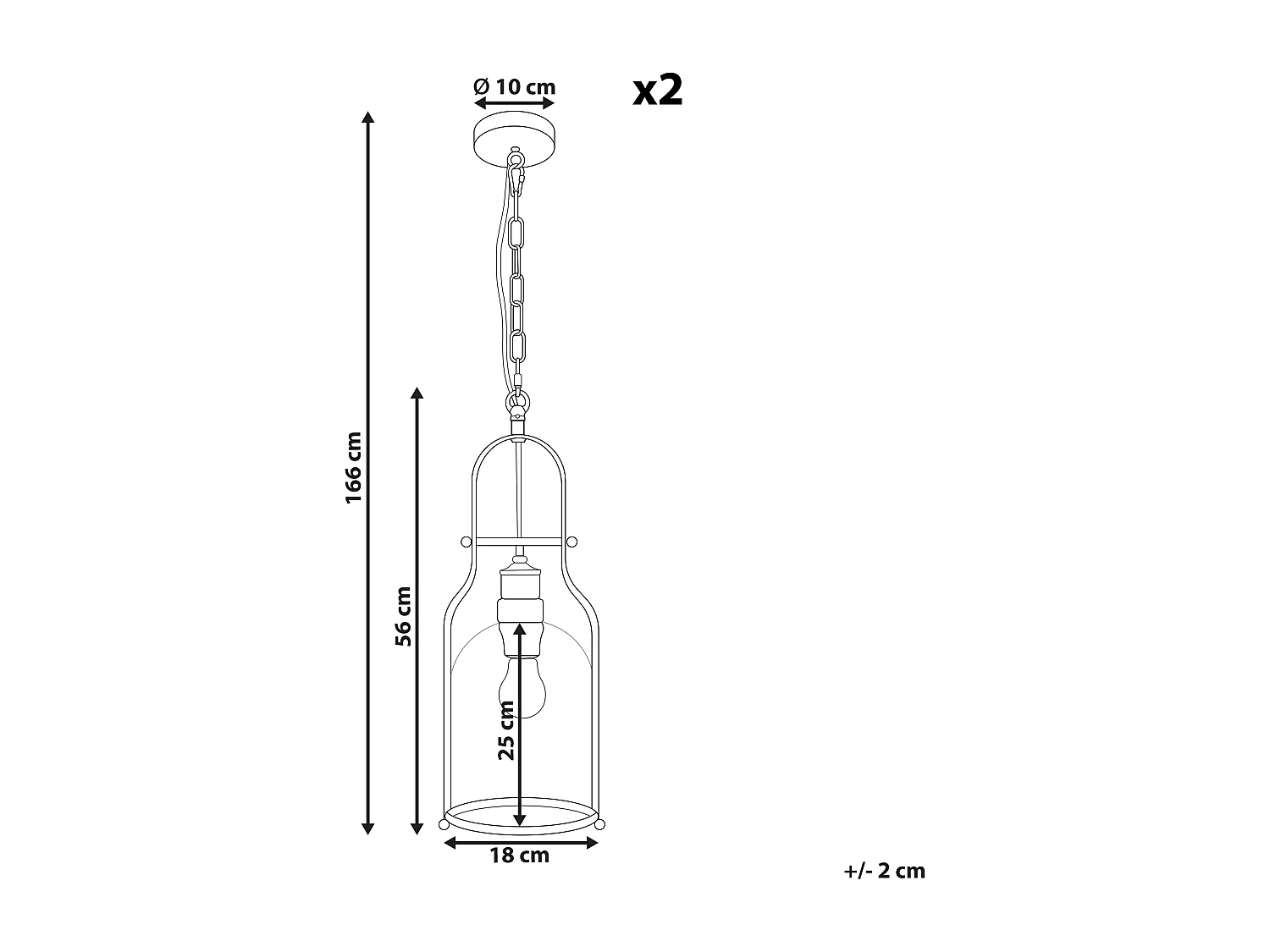 Lot de 2 lampes suspendues BASHILO Métal Noir