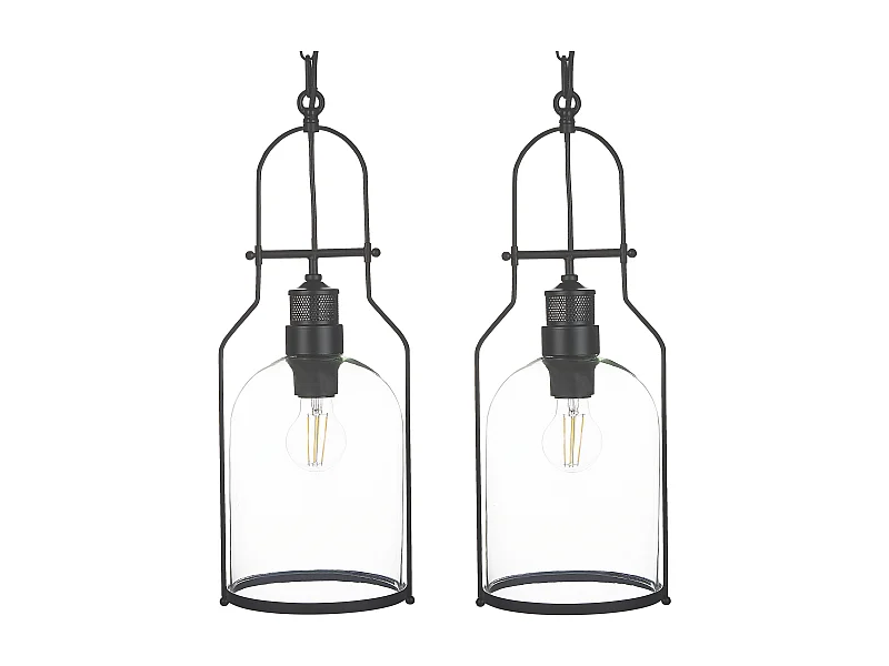 Zestaw 2 lamp wiszących BASHILO Metal Czarny