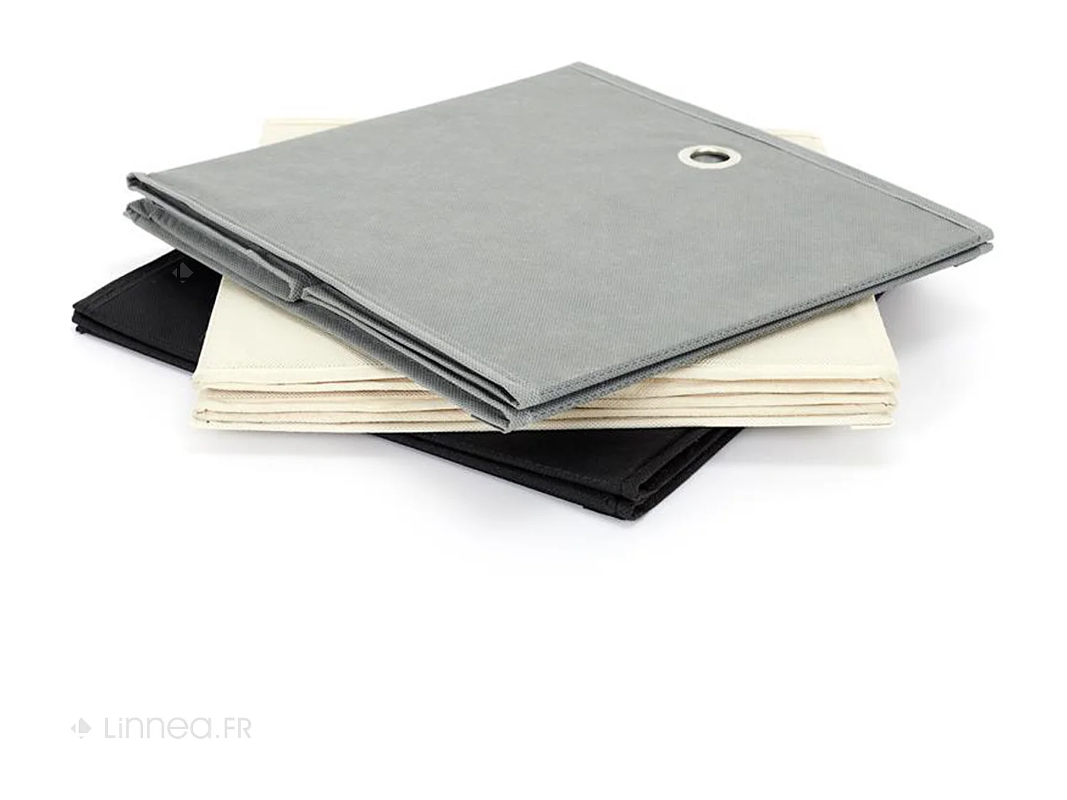 Cube de rangement 30x30x30 cm noir et anneau chromé