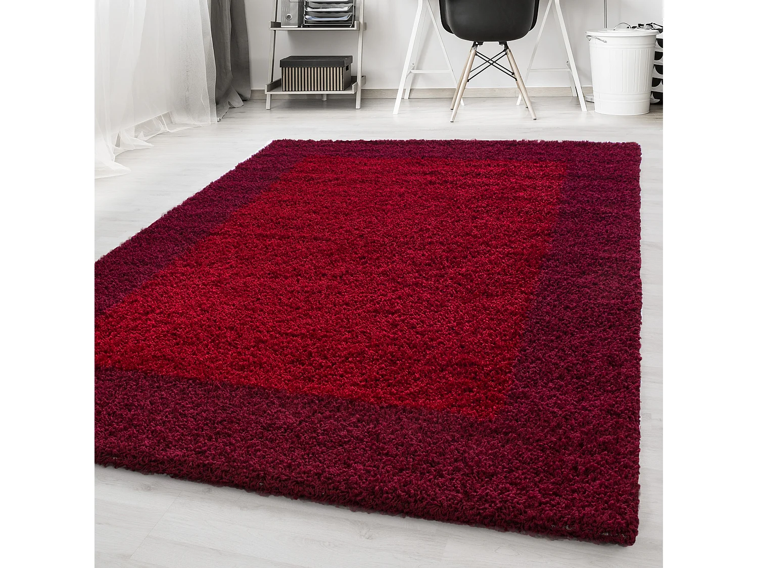 SHAGGY - Tapis à Bordures - Rouge 120 x 170 cm