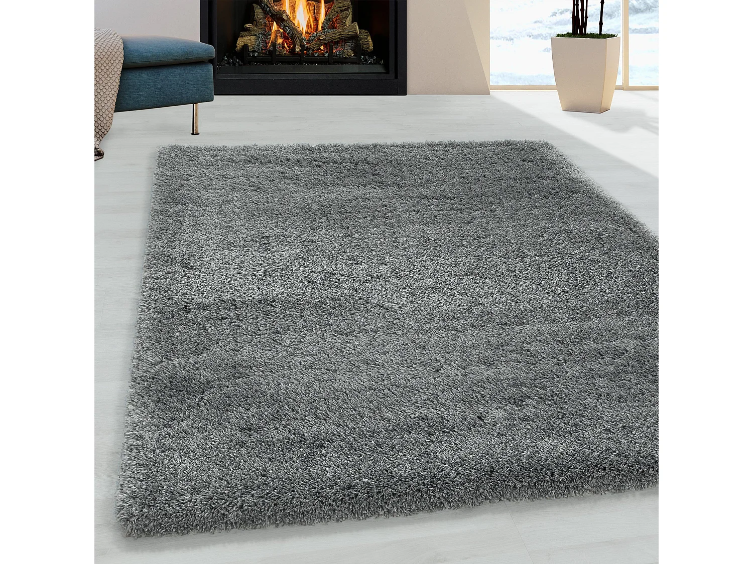 MOELLEUX - Tapis cosy à poils longs - Gris clair 200 x 290 cm