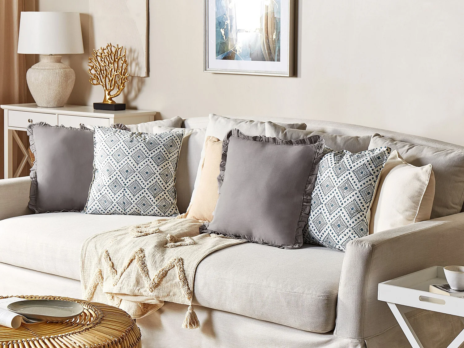 Coussin CORDATA Coton 45 x 45 cm Bleu Motif oriental