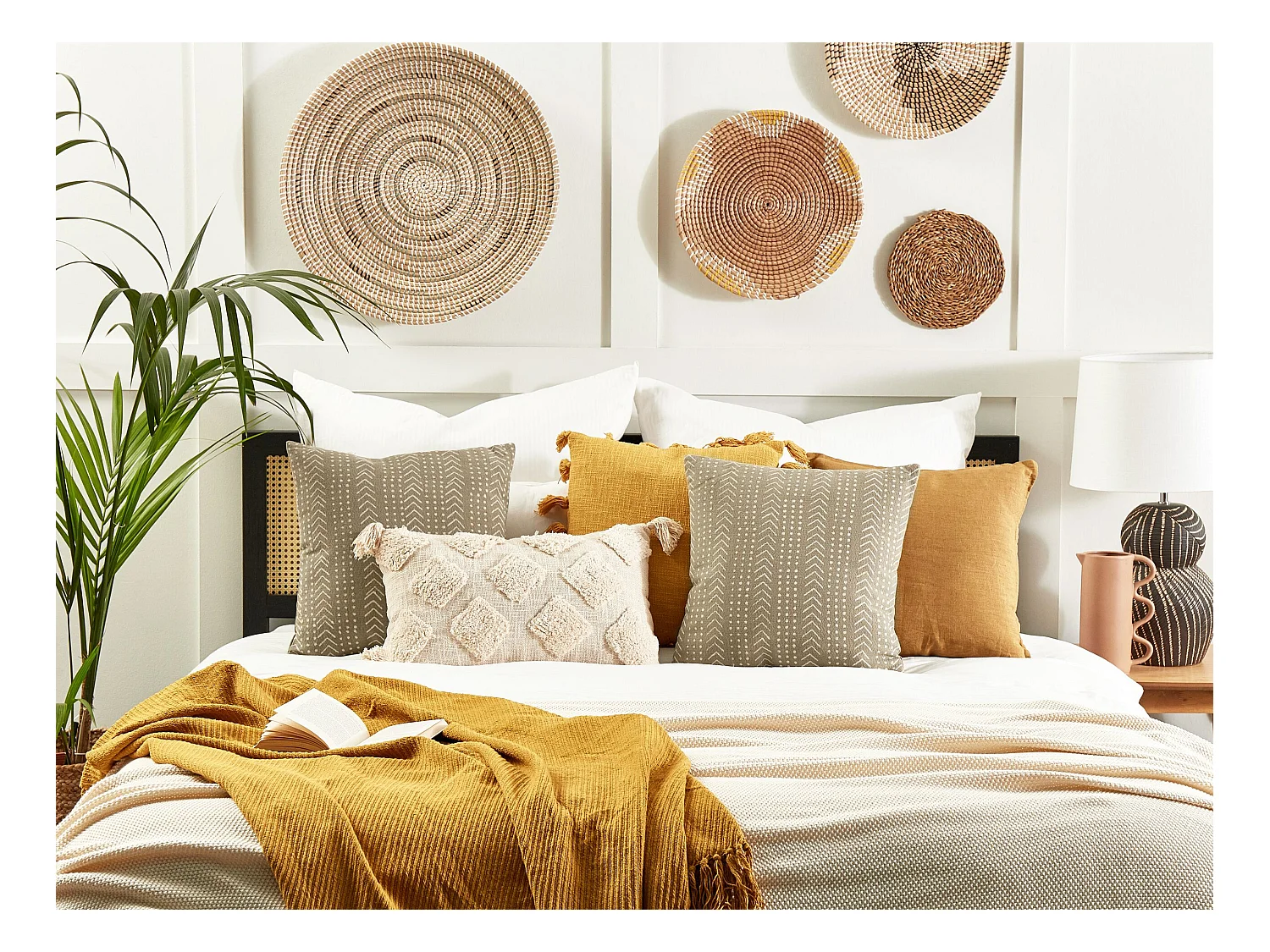 Set van 2 decoratieve kussens SENECIO Katoen 45 x 45 cm Beige Geometrisch patroon