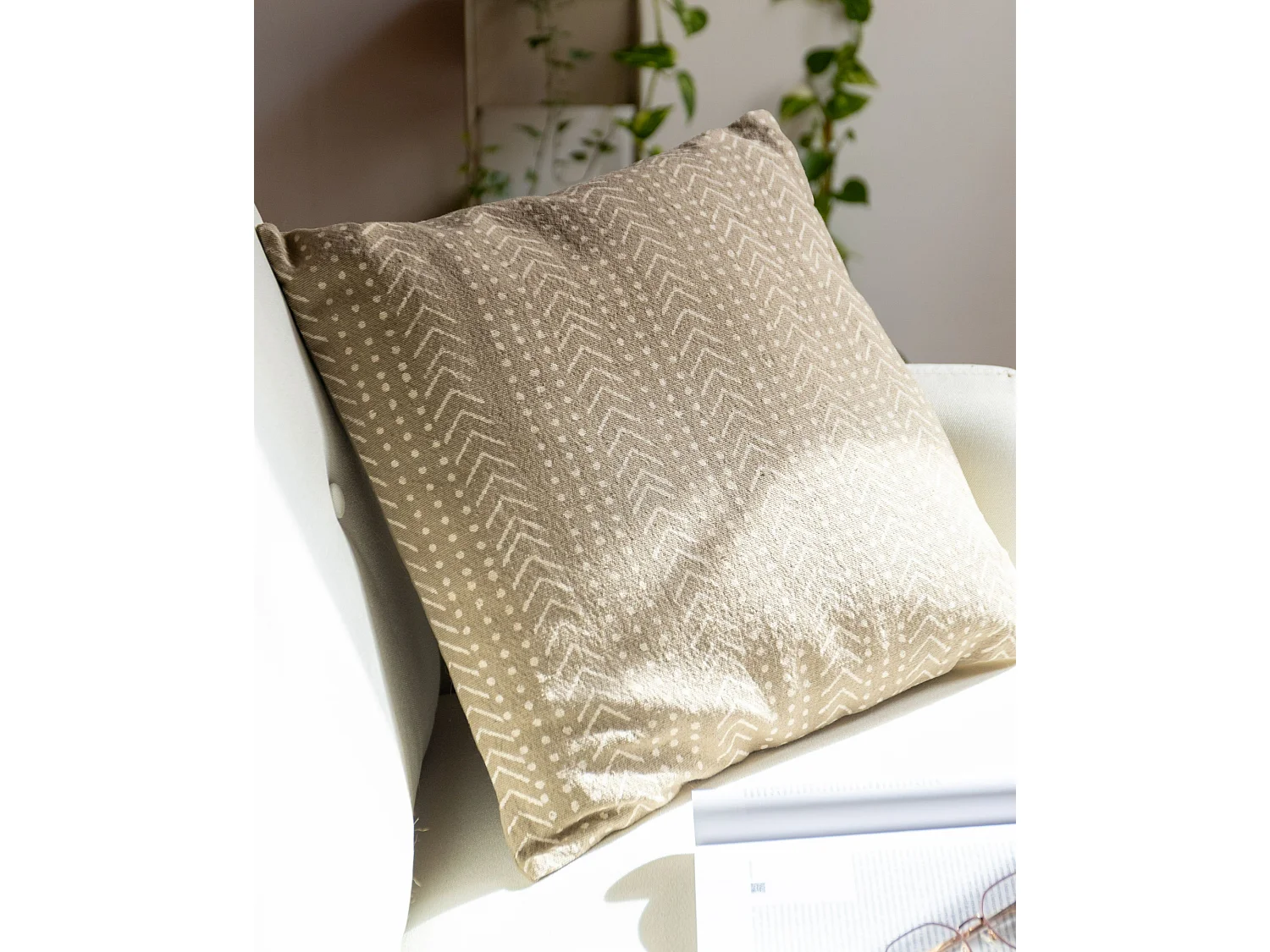 Dekokissen 2er Set SENECIO Baumwolle 45 x 45 cm Beige Geometrisches Muster
