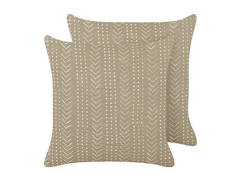Set van 2 decoratieve kussens SENECIO Katoen 45 x 45 cm Beige Geometrisch patroon