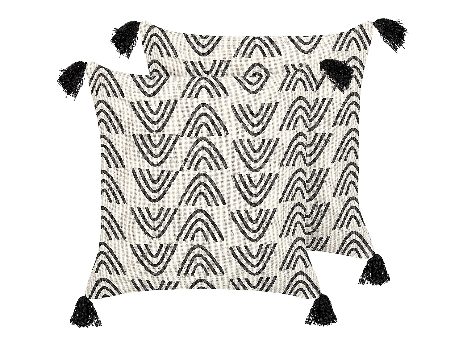 Dekokissen 2er Set mit Füllung Muster Baumwolle weiß / schwarz 45 x 45 cm Mays