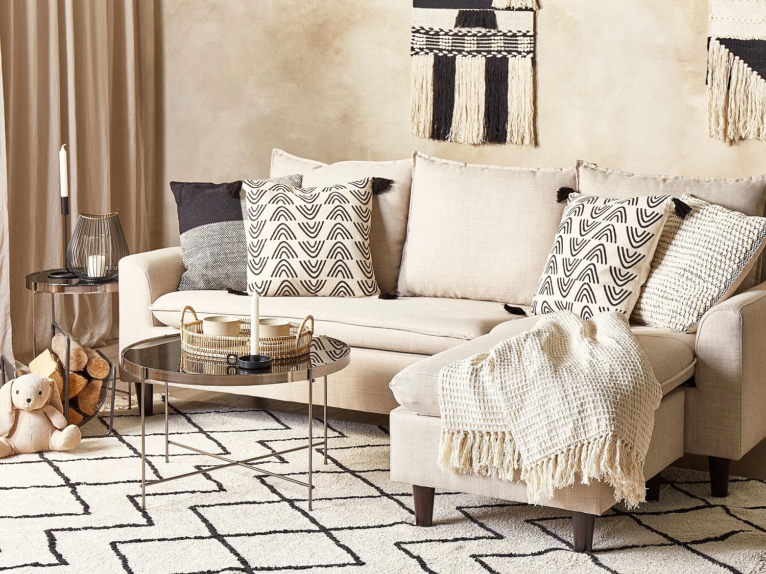 Lot de 2 coussins décoratifs MAYS Coton 45 x 45 cm Blanc Motif géométrique