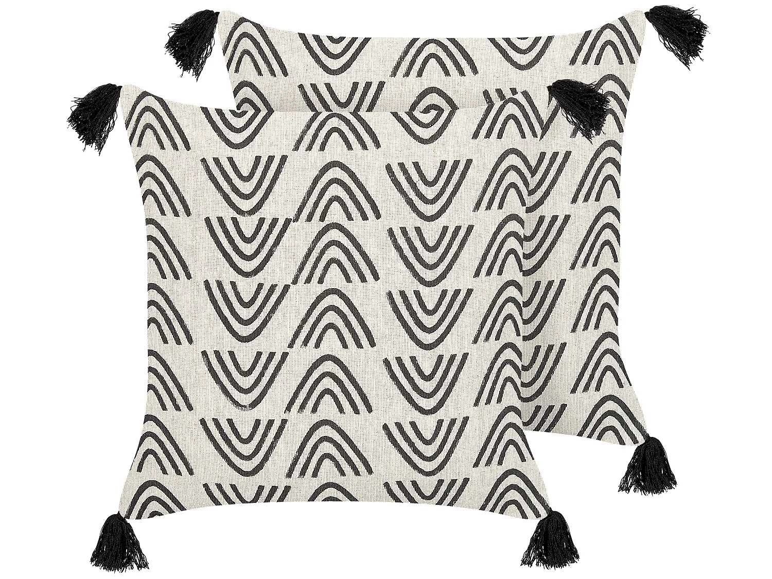 Conjunto de 2 almofadas decorativas MAYS Algodão 45 x 45 cm Branco Padrão geométrico