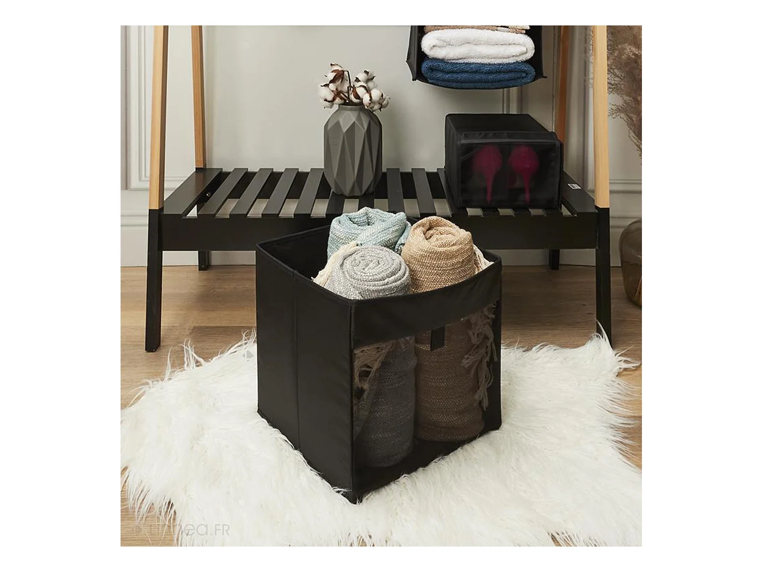 Cube de rangement 30x30x30 cm noir