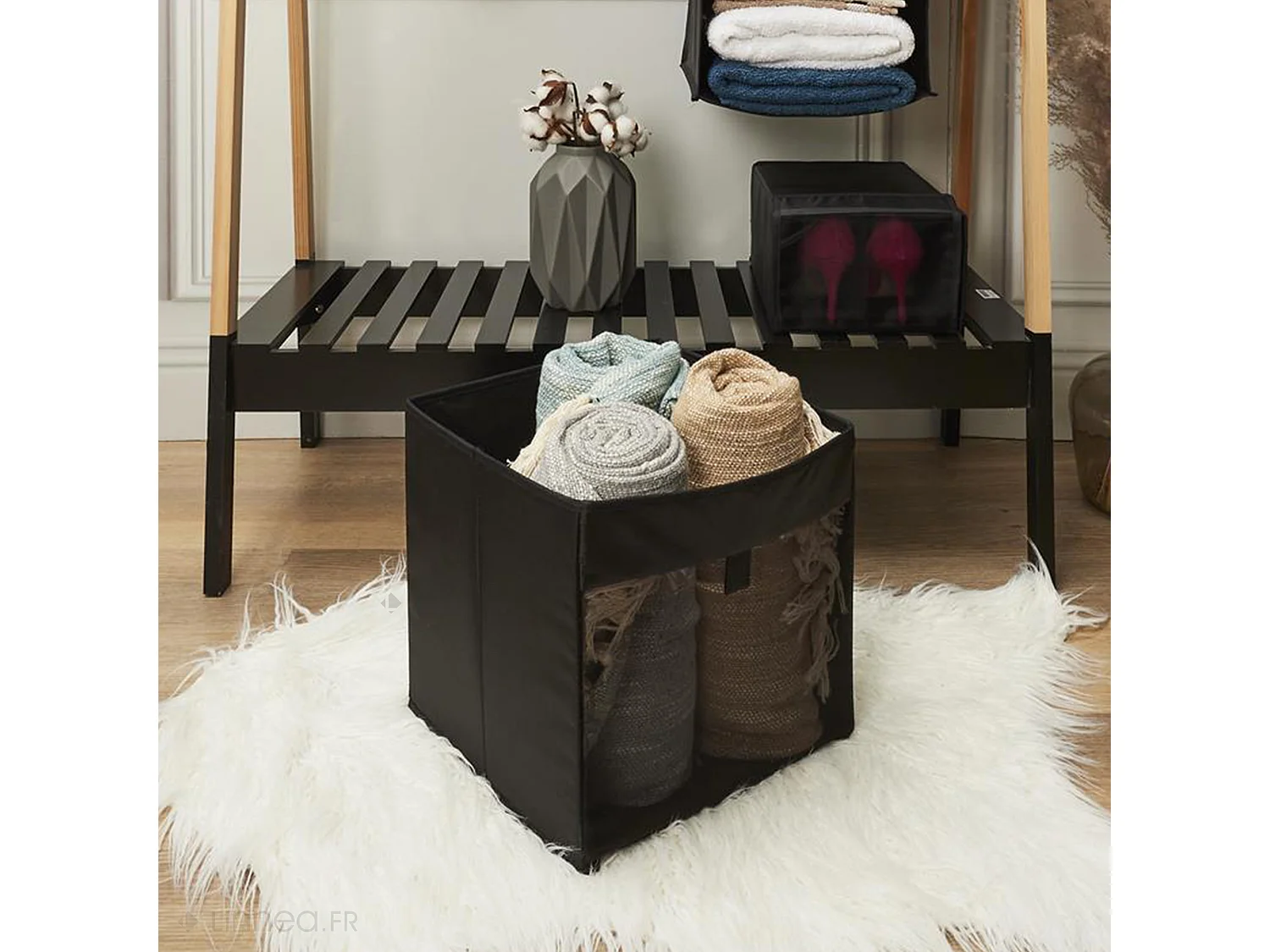 Cube de rangement 30x30x30 cm noir