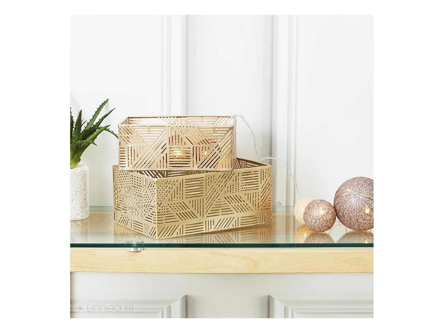 Lot de 2 paniers de rangement 25x17x11 cm en métal