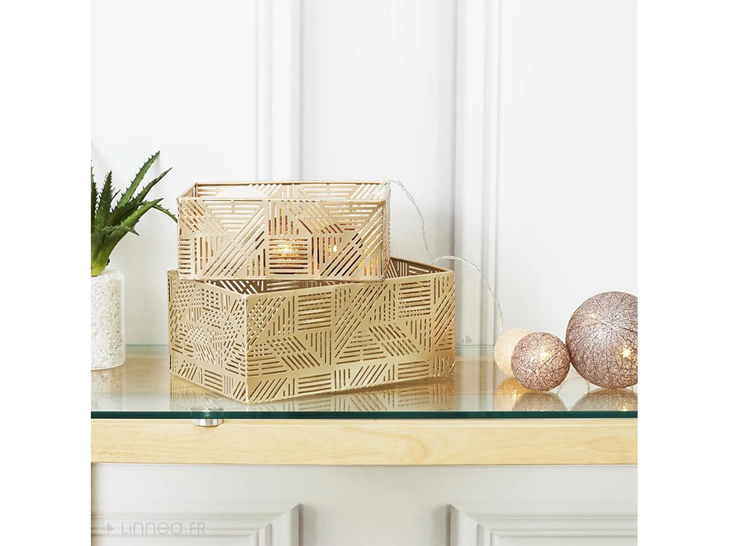 Lot de 2 paniers de rangement 25x17x11 cm en métal