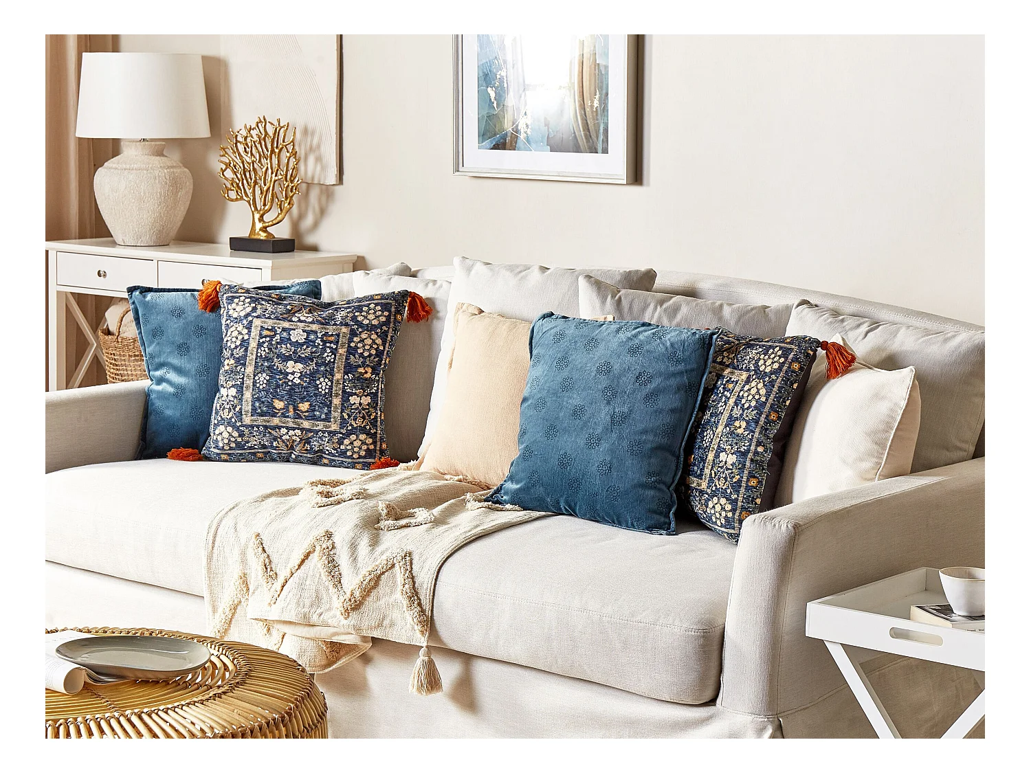 Poduszka dekoracyjna PANAX Welur 45 x 45 cm Kolorowy Wzór kwiatowy